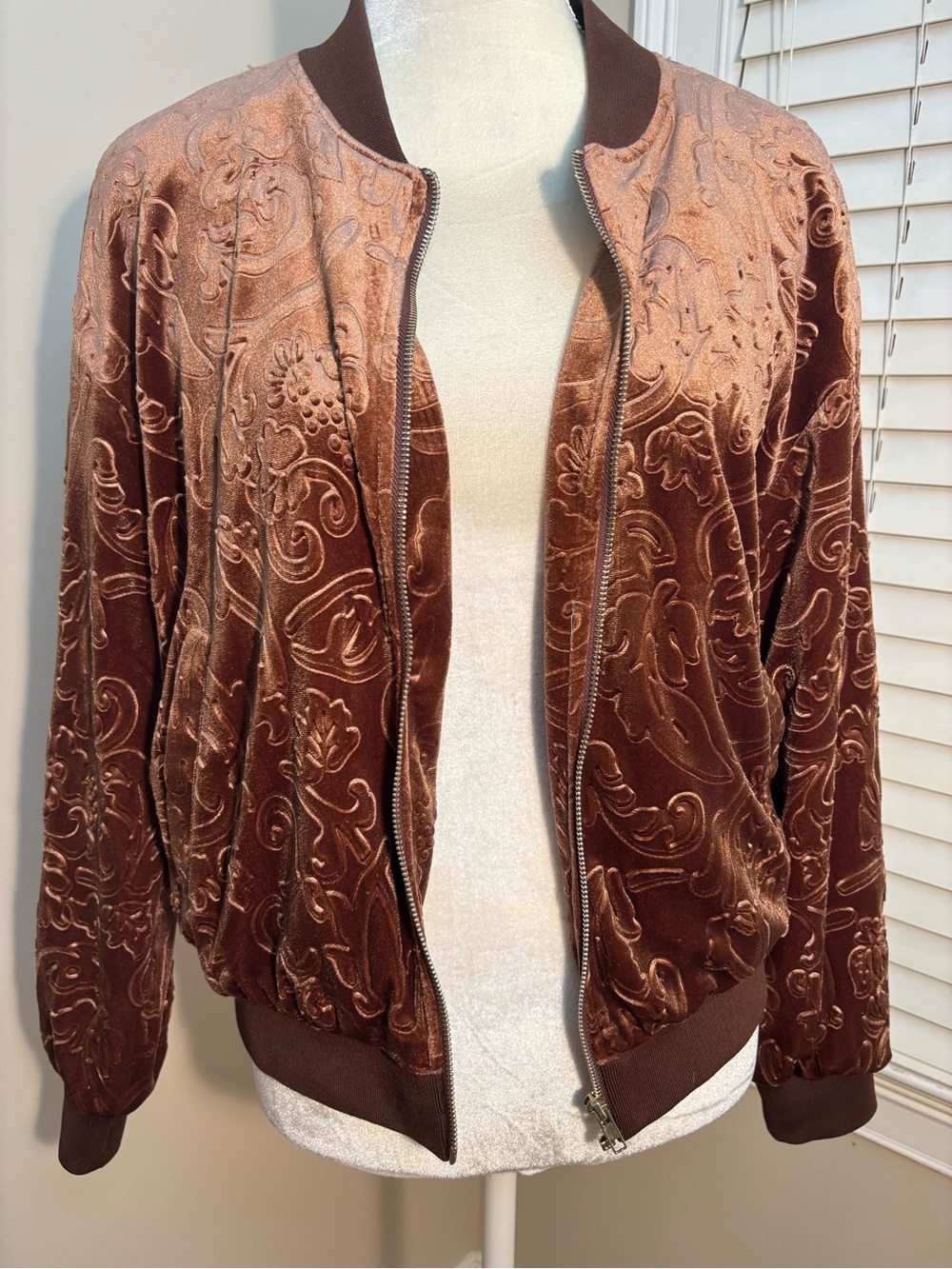 Chloah Burnout Velvet Bomber Jacket